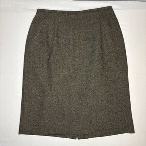 VTG Ralph Lauren Womens Wool Pencil Straight Slit Skirt Size 6 Brown‎ Tweed Mid